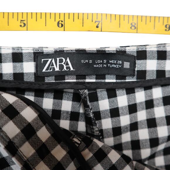 Zara Womens Gingham Wrap Skort Size Small Black White Preppy Picnic Brunch Date - Picture 8 of 11